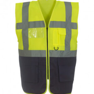 YK103-PE Executive Waistcoat High Vis Y/Blue