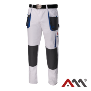 CLASSIC White Work Trousers – Canvas Painter Trousers, 9 Pockets + Knee-Pad Pockets (EN ISO 13688)