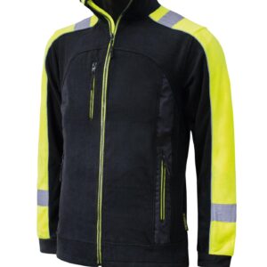 CLASSWORK Hi-Vis Work Fleece Jacket – Black/Yellow Reflective Polar Fleece Workwear