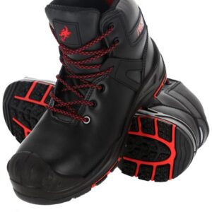 BRAXER Safety Boots - Black/Red S3, Oil-Resistant Anti-Slip Sole (REIS)