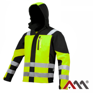 CLASSIC-VIS Hi-Vis Softshell Jacket - Yellow/Black, Detachable Hood, Waterproof 3000mm (EN ISO 13688)