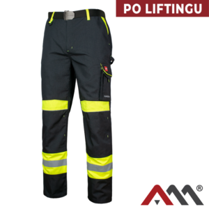 CLASSIC-VIS Work Trousers - Black/Yellow Canvas, Kneepad Pockets, Reflective (EN ISO 13688)