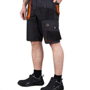 FORECO Work Shorts - Steel/Black/Orange, Reflective, Multi-Pocket (EN ISO 13688)