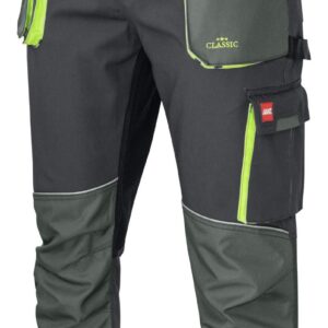 Classic Stretch Slim Work Trousers - Grey Stretch Canvas, Reflective, Kneepad Pockets (EN ISO 13688)